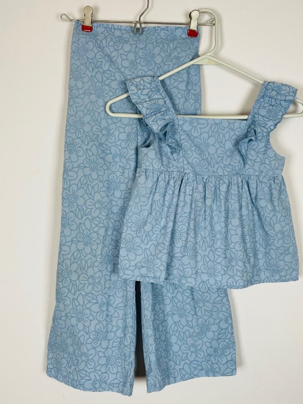 Btween 2 Pc Set Outfit Sz 8 Blue Floral Ruffle Tank Boho Cottagecore Feminine